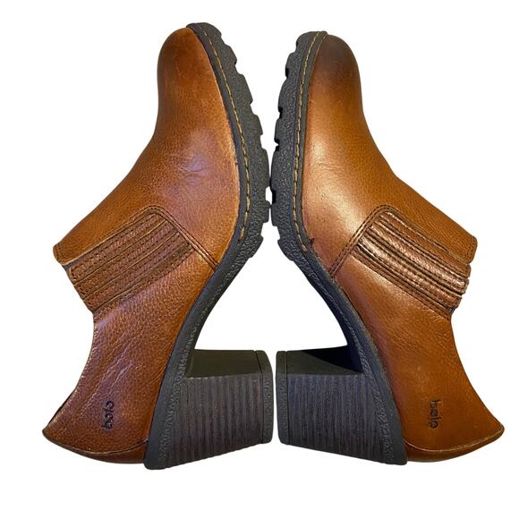 Bolo by Born Slip On Ankle Boot Sz 8 Brown Leather 2-7/8" heel Light Academic - Picture 4 of 10